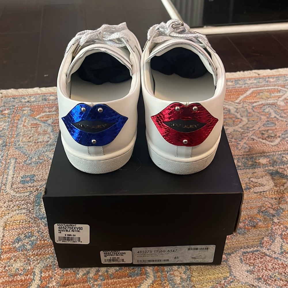 SAINT LAURENT sneakers/white,red, and royal blue sz 46 - Picture 4 of 8